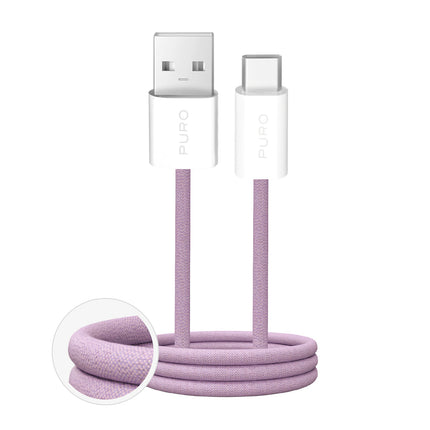 PURO Braided USB-A - USB-C cable Fabrik 2.0 10W 1.5 m - pink