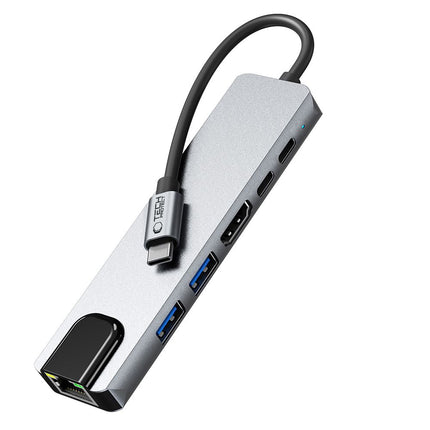 Tech-Protect 6in1 HUB Adapter USB-C USB-A HDMI RJ45 4K 30Hz PD 100W - gray – image 5