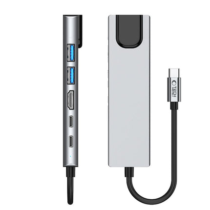Tech-Protect 6in1 HUB Adapter USB-C USB-A HDMI RJ45 4K 30Hz PD 100W - gray – image 6