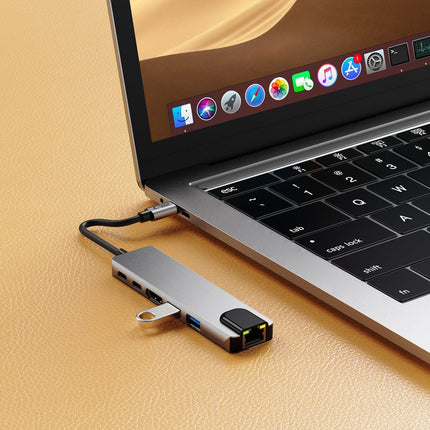 Tech-Protect 6in1 HUB Adapter USB-C USB-A HDMI RJ45 4K 30Hz PD 100W - gray – image 7