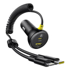 BASEUS USB-A USB-C car charger with iPhone Lightning USB-C cable 60W 1.4m - black