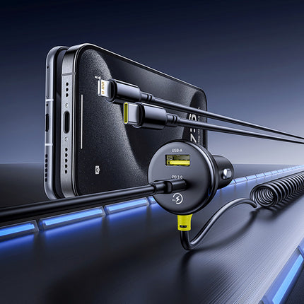 BASEUS USB-A USB-C car charger with iPhone Lightning USB-C cable 60W 1.4m - black – image 10