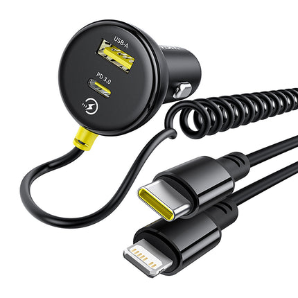 BASEUS USB-A USB-C car charger with iPhone Lightning USB-C cable 60W 1.4m - black – image 2