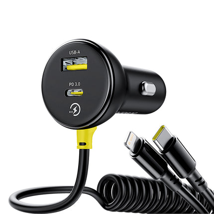 BASEUS USB-A USB-C car charger with iPhone Lightning USB-C cable 60W 1.4m - black – image 3