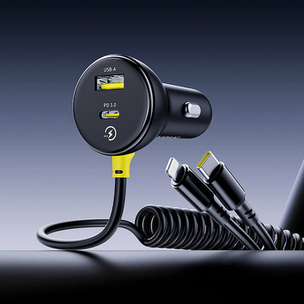 BASEUS USB-A USB-C car charger with iPhone Lightning USB-C cable 60W 1.4m - black – image 9