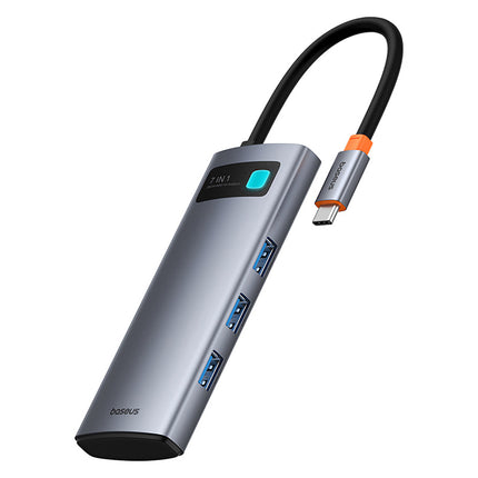 BASEUS 7in1 HUB adapter Metal Gleam USB-C HDMI USB-A USB-C PD SD microSD - gray