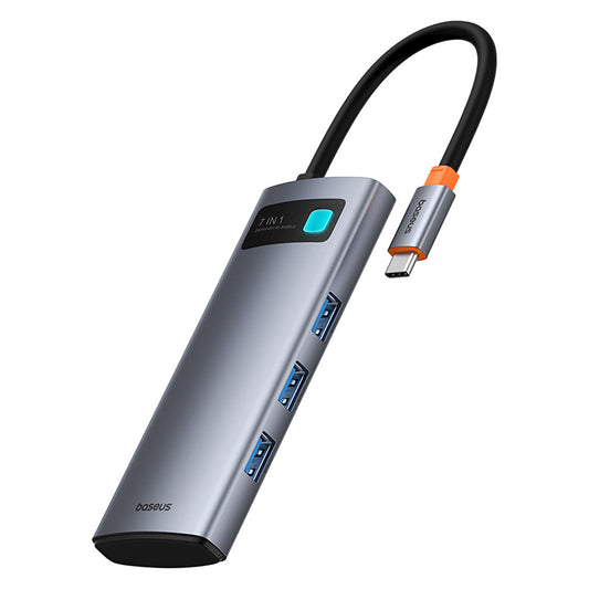 BASEUS 7in1 HUB adapter Metal Gleam USB-C HDMI USB-A USB-C PD SD microSD - gray
