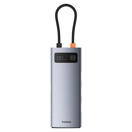 BASEUS 7in1 HUB adapter Metal Gleam USB-C HDMI USB-A USB-C PD SD microSD - gray – image 2
