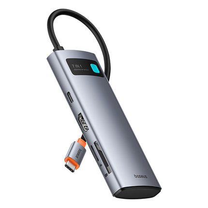 BASEUS 7in1 HUB adapter Metal Gleam USB-C HDMI USB-A USB-C PD SD microSD - gray – image 4