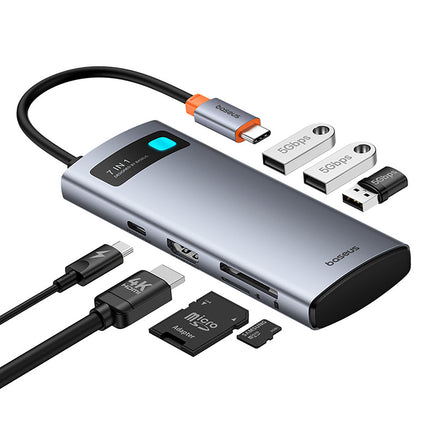 BASEUS 7in1 HUB adapter Metal Gleam USB-C HDMI USB-A USB-C PD SD microSD - gray – image 6