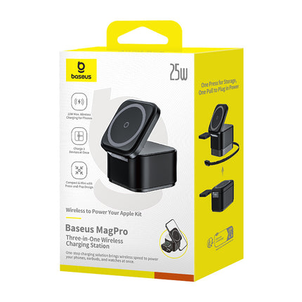 BASEUS 3in1 inductive charger for MagSafe 25W smartwatch phone - black – image 9