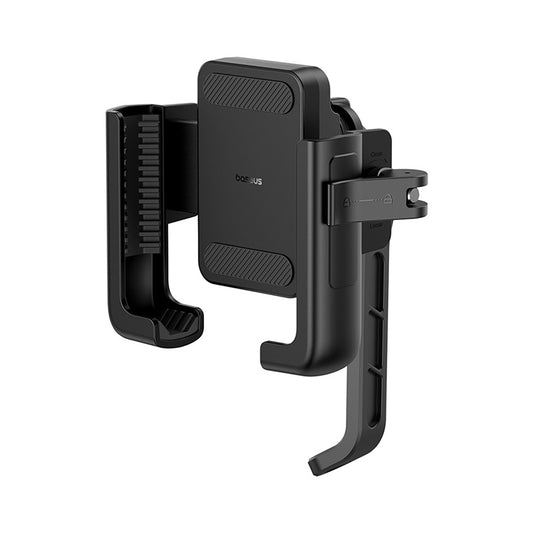BASEUS Motorcycle phone holder with shock absorption for the mirror - black
