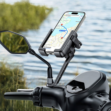 BASEUS Motorcycle phone holder with shock absorption for the mirror - black – image 2