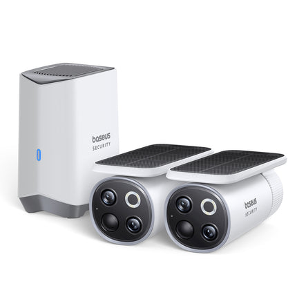 BASEUS Outdoor solar monitoring kit with 2 3K cameras 8x 16GB - white