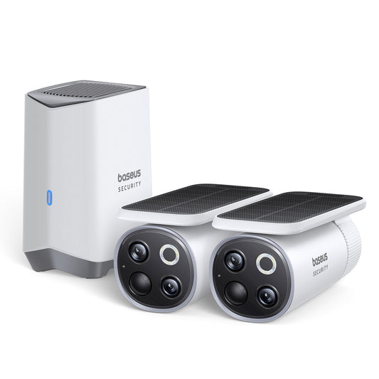 BASEUS Outdoor solar monitoring kit with 2 3K cameras 8x 16GB - white