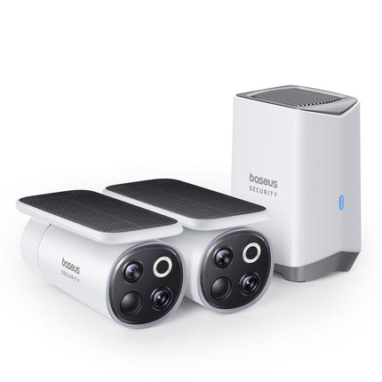 BASEUS Outdoor solar monitoring kit with 2 3K cameras 8x 16GB - white – image 2