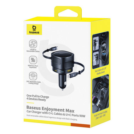 BASEUS USB-A USB-C car charger with iPhone Lightning USB-C cable 60W 1.4m - black – image 18