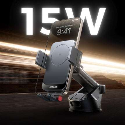 JOYROOM Car phone holder with inductive charger on the dashboard - black – image 2