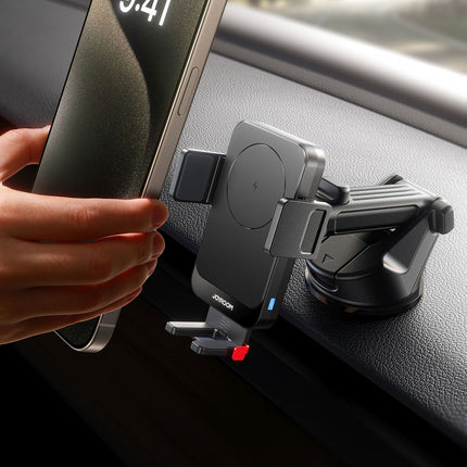 JOYROOM Car phone holder with inductive charger on the dashboard - black – image 4