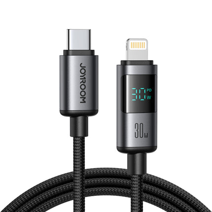 JOYROOM USB-C - iPhone Lightning cable with display 30W 1.2m - black
