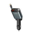 JOYROOM 3in1 car charger with retractable USB-A USB-C cable - dark gray