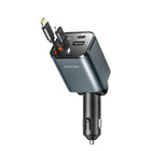 JOYROOM 4in1 car charger with retractable cables USB-A USB-C 30W - dark gray