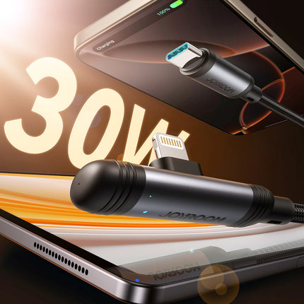 JOYROOM Angled USB-C - iPhone Lightning cable 30W 1.2m - black – image 2