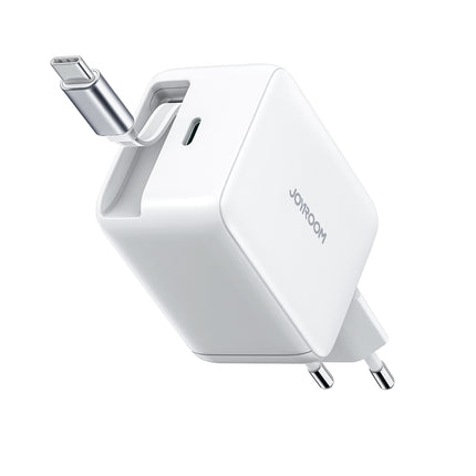 JOYROOM GaN wall charger with retractable USB-C cable 67W - white