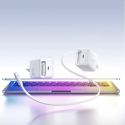 JOYROOM GaN wall charger with retractable USB-C cable 67W - white – image 2