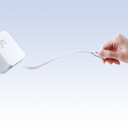 JOYROOM GaN wall charger with retractable USB-C cable 67W - white – image 3
