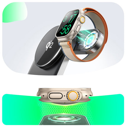 JOYROOM 3in1 wireless inductive charger for phone, watch, Qi headphones, 15 W - black – image 2