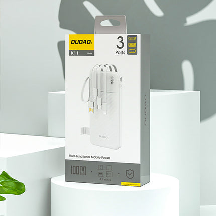 DUDAO Powerbank K11 10000mAh with built-in cables - white – image 4