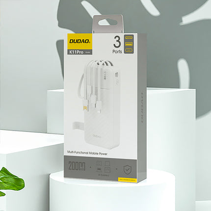 DUDAO Powerbank K11 Pro 20000mAh with built-in cables - white – image 4