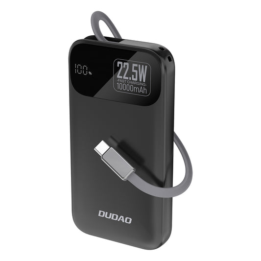 DUDAO Powerbank K31 10000 mAh 22.5W PD with built-in cable - black
