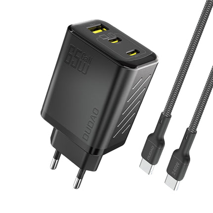 DUDAO GaN wall charger with USB-C cable 1m 65W - black