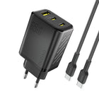 DUDAO GaN wall charger with USB-C cable 1m 65W - black