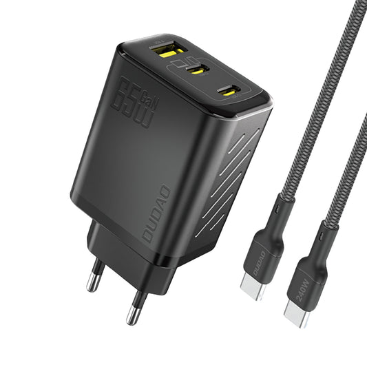 DUDAO GaN wall charger with USB-C cable 1m 65W - black