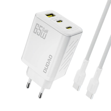 DUDAO GaN network charger with USB-C cable 1m 65W - white