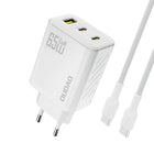 DUDAO GaN network charger with USB-C cable 1m 65W - white