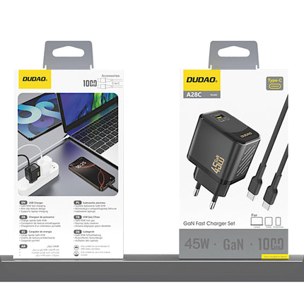 DUDAO GaN wall charger with USB-C cable 1m 65W - black – image 15