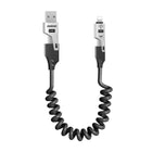 DUDAO 4in1 USB-A / USB-C - Lightning / USB-C spiral cable - black