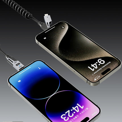 DUDAO 4in1 USB-A / USB-C - Lightning / USB-C spiral cable - black – image 7