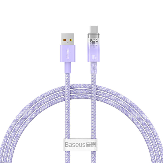 BASEUS Explorer cable with temperature sensor USB-A USB-C 100W 1m - purple