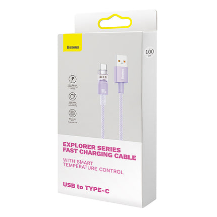 BASEUS Explorer cable with temperature sensor USB-A USB-C 100W 1m - purple – image 7