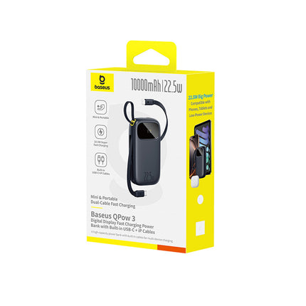 BASEUS Powerbank 10000mAh 22.5W with display with USB-C iPhone Lightning cables - black – image 4
