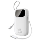 BASEUS Powerbank 20000mAh 22.5W with display with USB-C iPhone Lightning cables - white