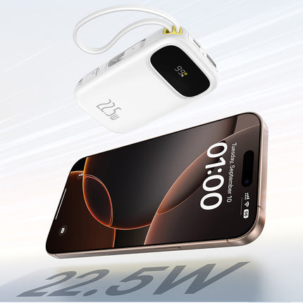 BASEUS Powerbank 20000mAh 22.5W with display with USB-C iPhone Lightning cables - white – image 5