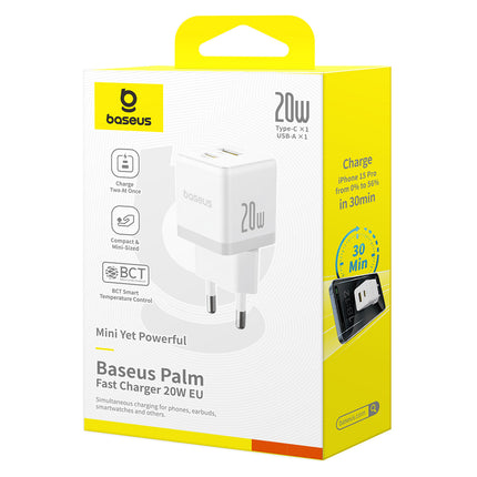 BASEUS Palm 20W USB-C USB-A wall charger - white – image 6