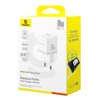 BASEUS Palm 30W USB-C USB-A wall charger - white – image 6