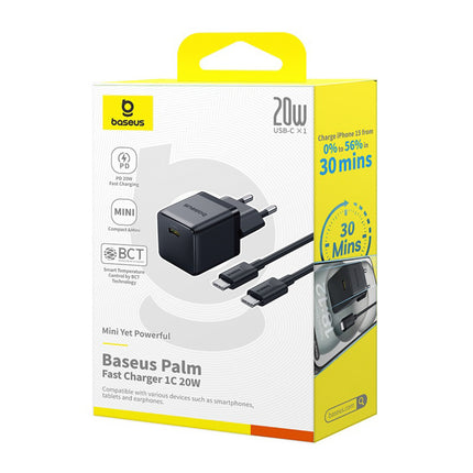 BASEUS Palm 1C 20W wall charger with USB-C 60W 1m cable - black – image 7